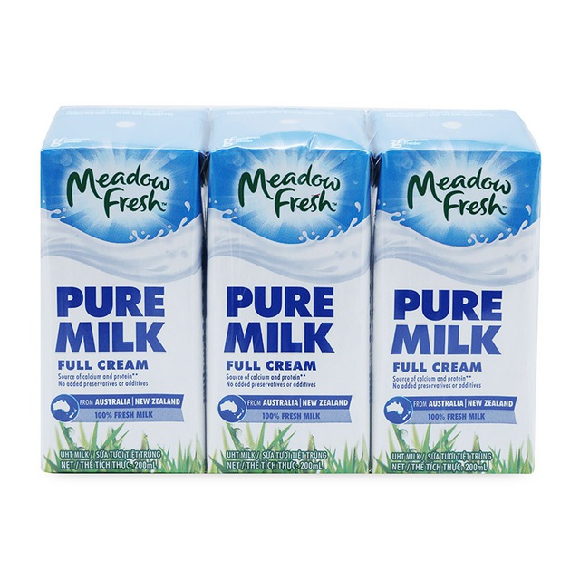 Sữa tươi full cream Meadow Fresh hộp 200ml, thùng 24 hộp