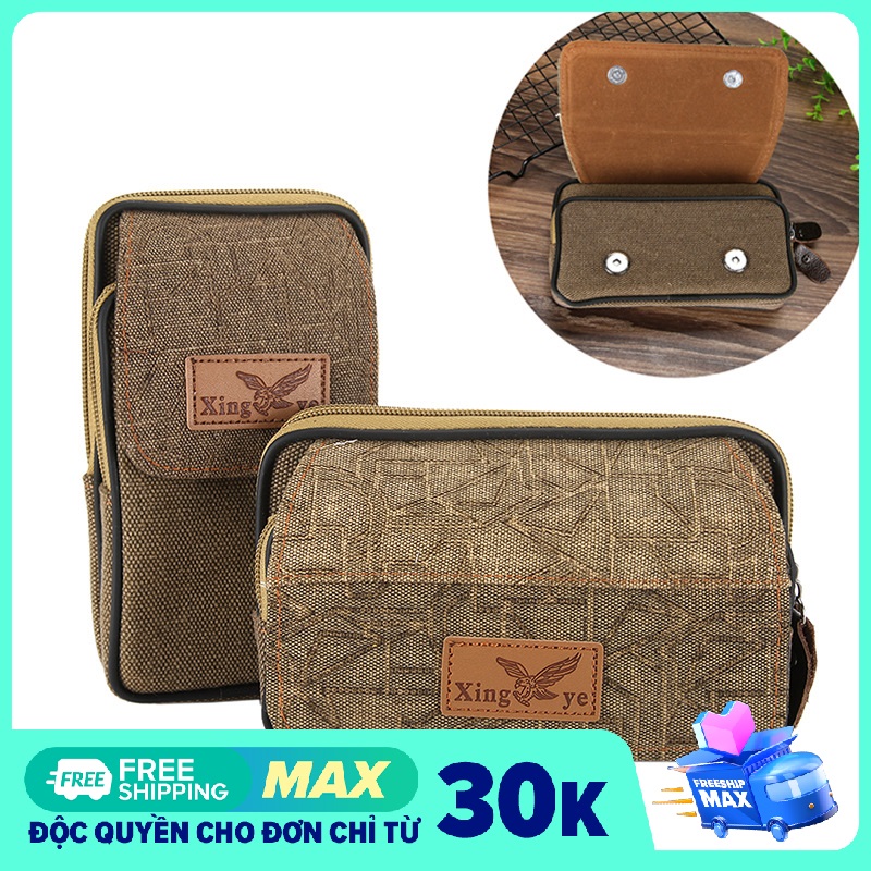 Ví nam vải bố kaki bóp đựng tiền điện thoại di động