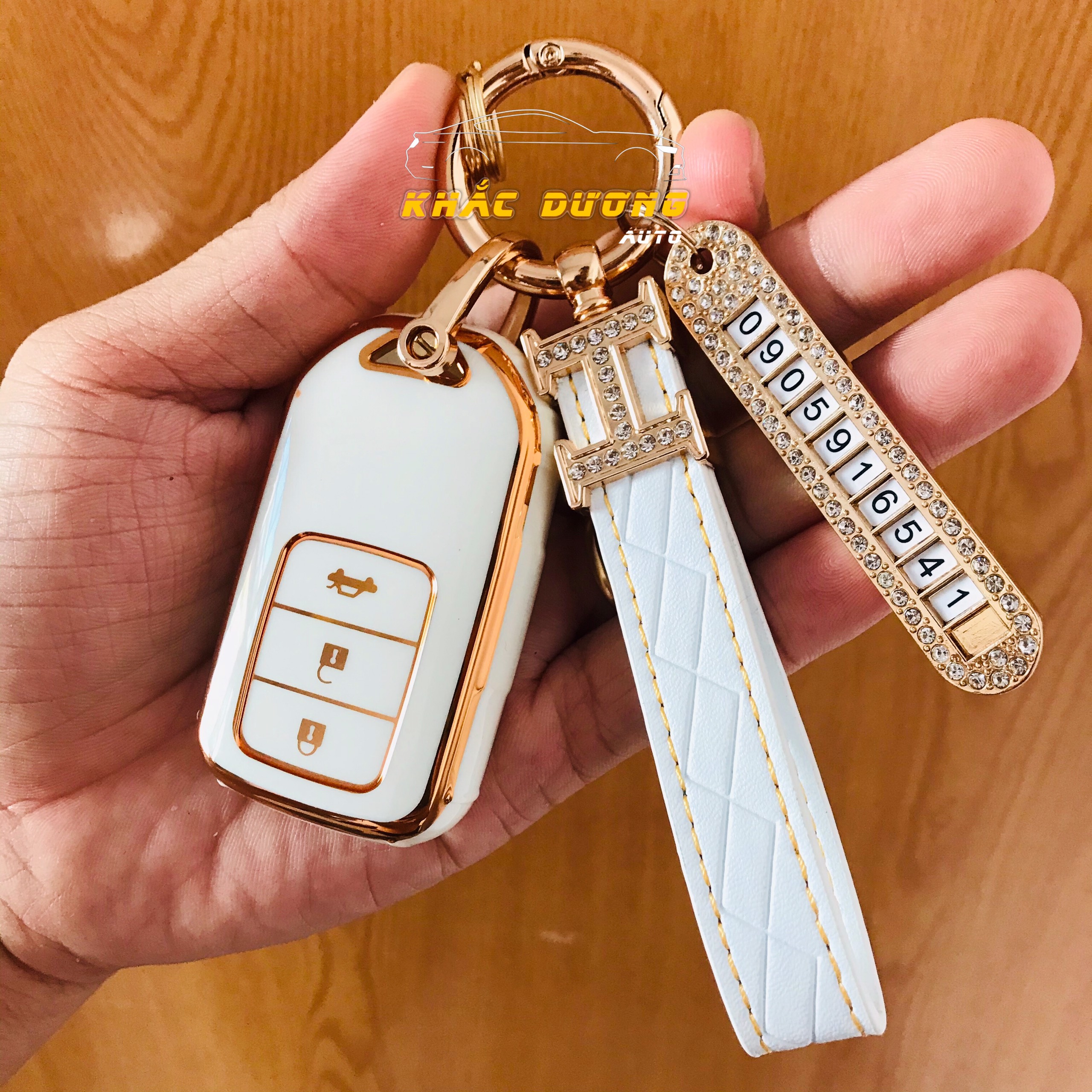 [Tặng thẻ số điện thoại] Ốp chìa khoá Honda City Civic CRV Brio Jazz HRV TPU 3 nút đính đá sang trọng