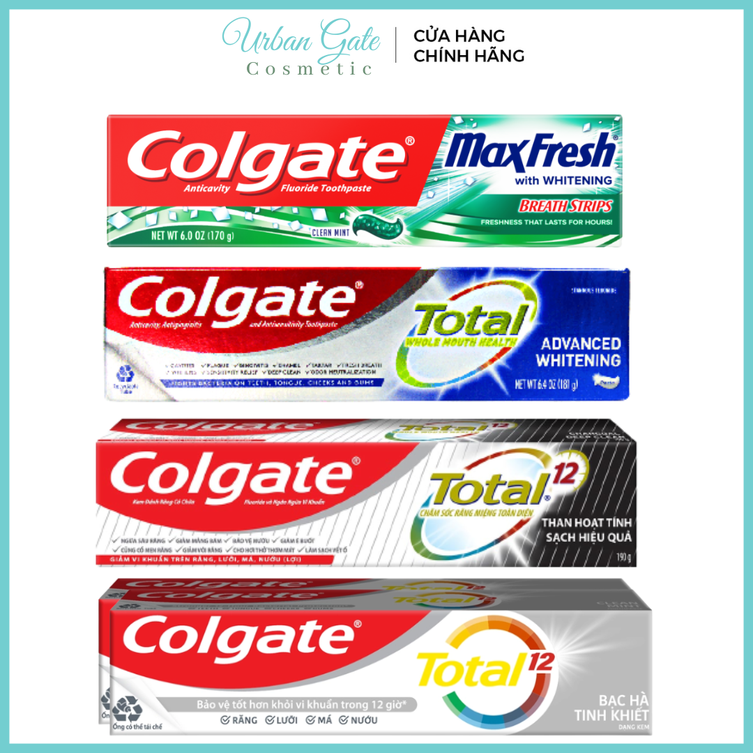 Kem đánh răng COLGATE Mỹ Total Advanced Whitening/Maxfresh/Bạc Hà/Than hoạt tính 170g Kem đánh trắng