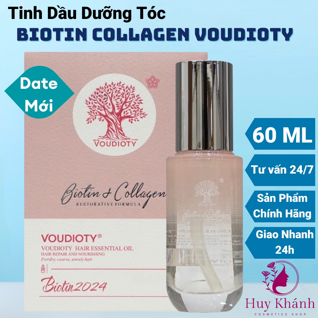 Tinh dầu serum xịt dưỡng thơm phồng bóng mềm mượt tóc Biotin Collagen Voudioty hair serum tonic essential growth oil treatments 60ml nam nữ,chai gel nước dau duong kích mọc phụ liệu phục hồi chăm sóc tóc chắc khoẻ uốn hư tổn chuyên sâu