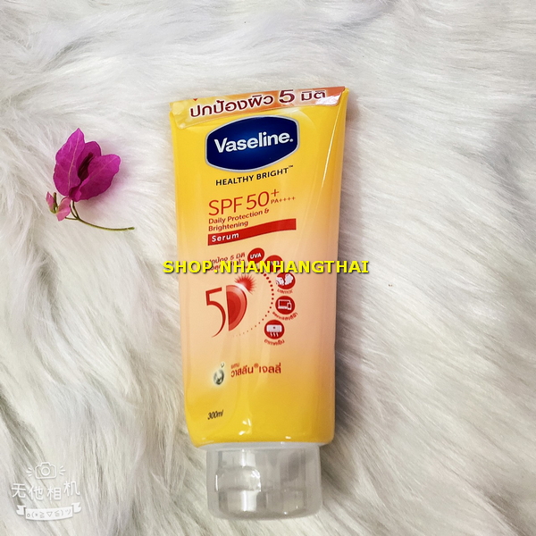 Dưỡng thể chống nắng vaseline 50x healthy bright spf50+ pa++++ 320ml thái lan