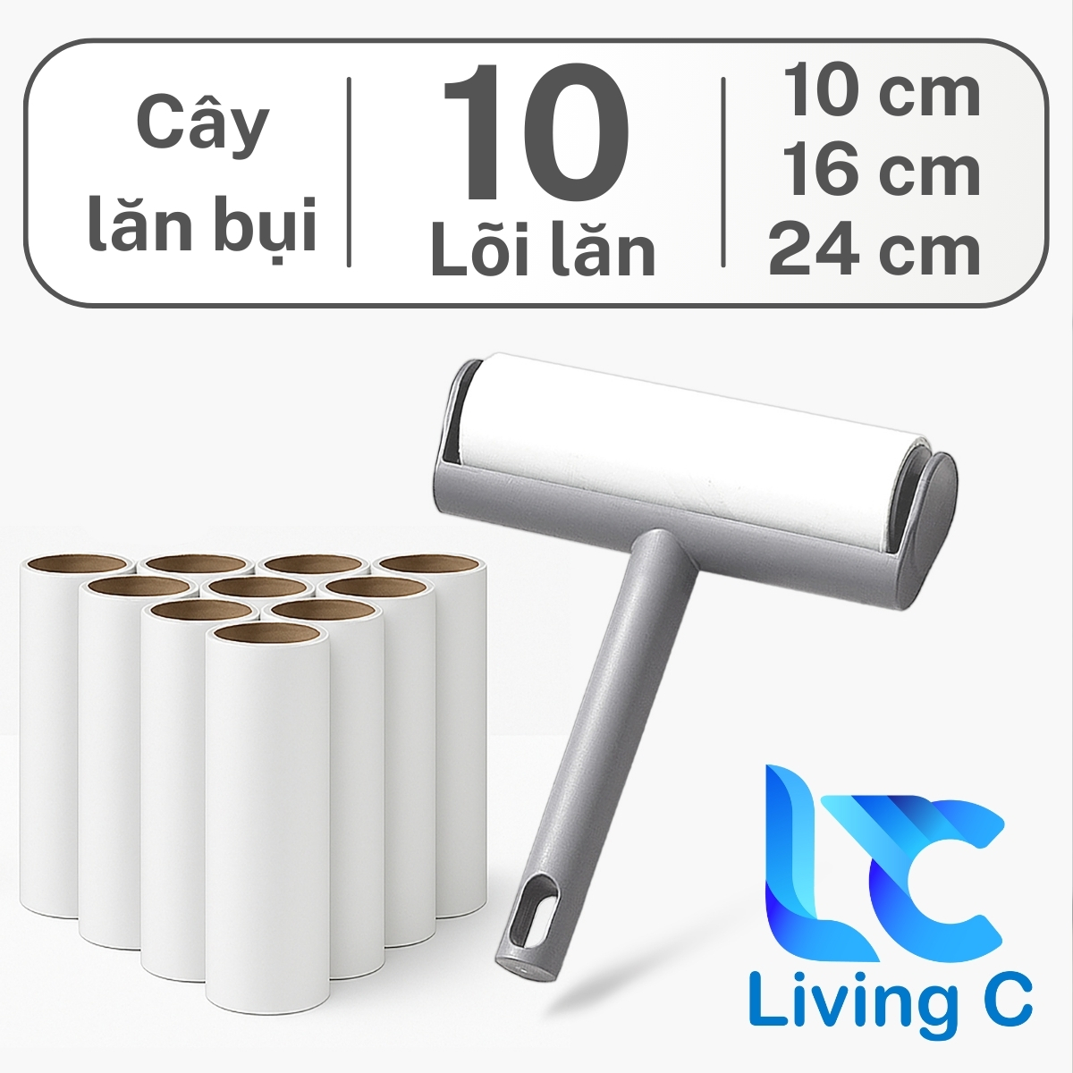 Combo of Dust Roller + 10 Living C Dust Roller Cores, 55-Layer Dust Roller Paper Roll