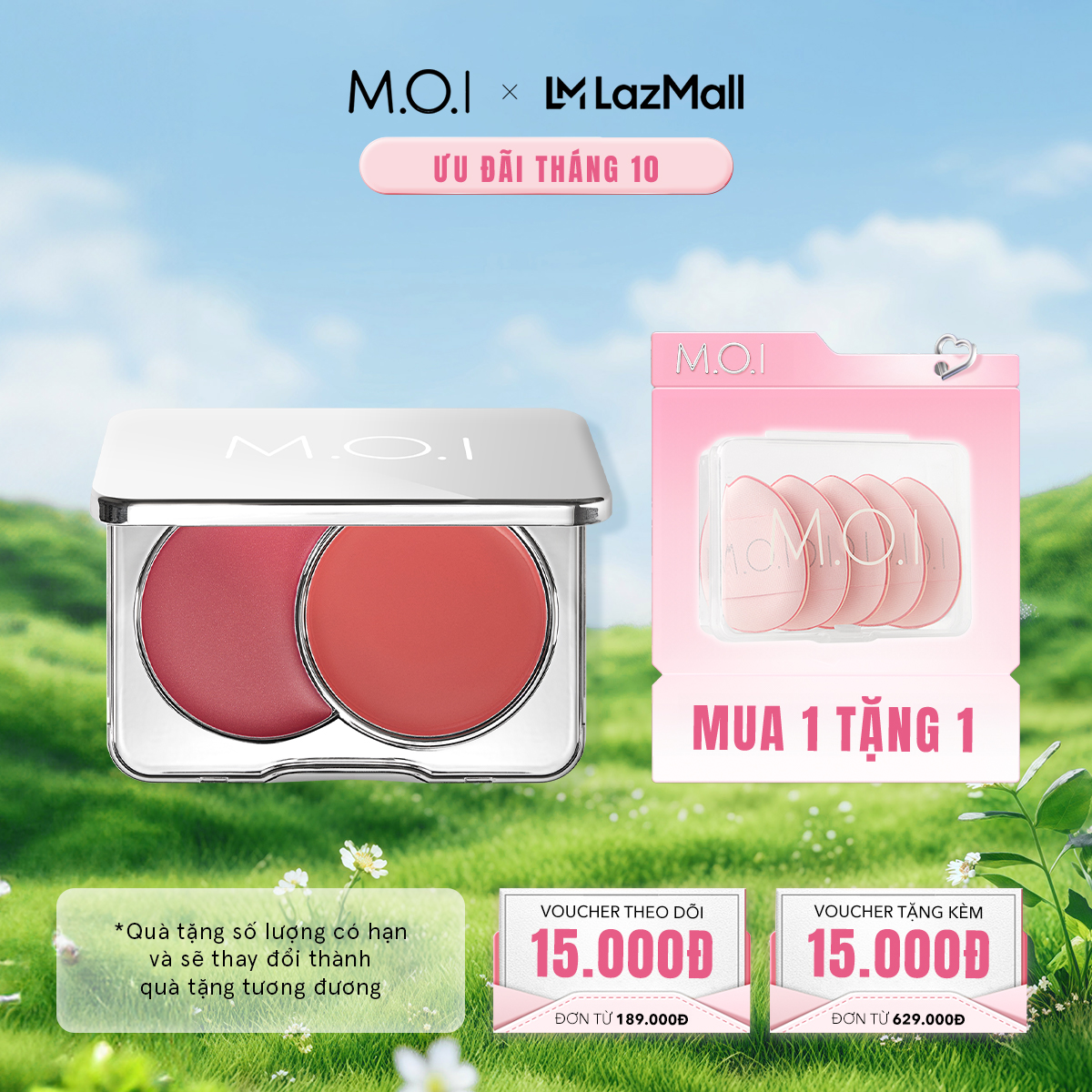 Má hồng kem 2 màu MOI Dual Cream Blusher 8 gram