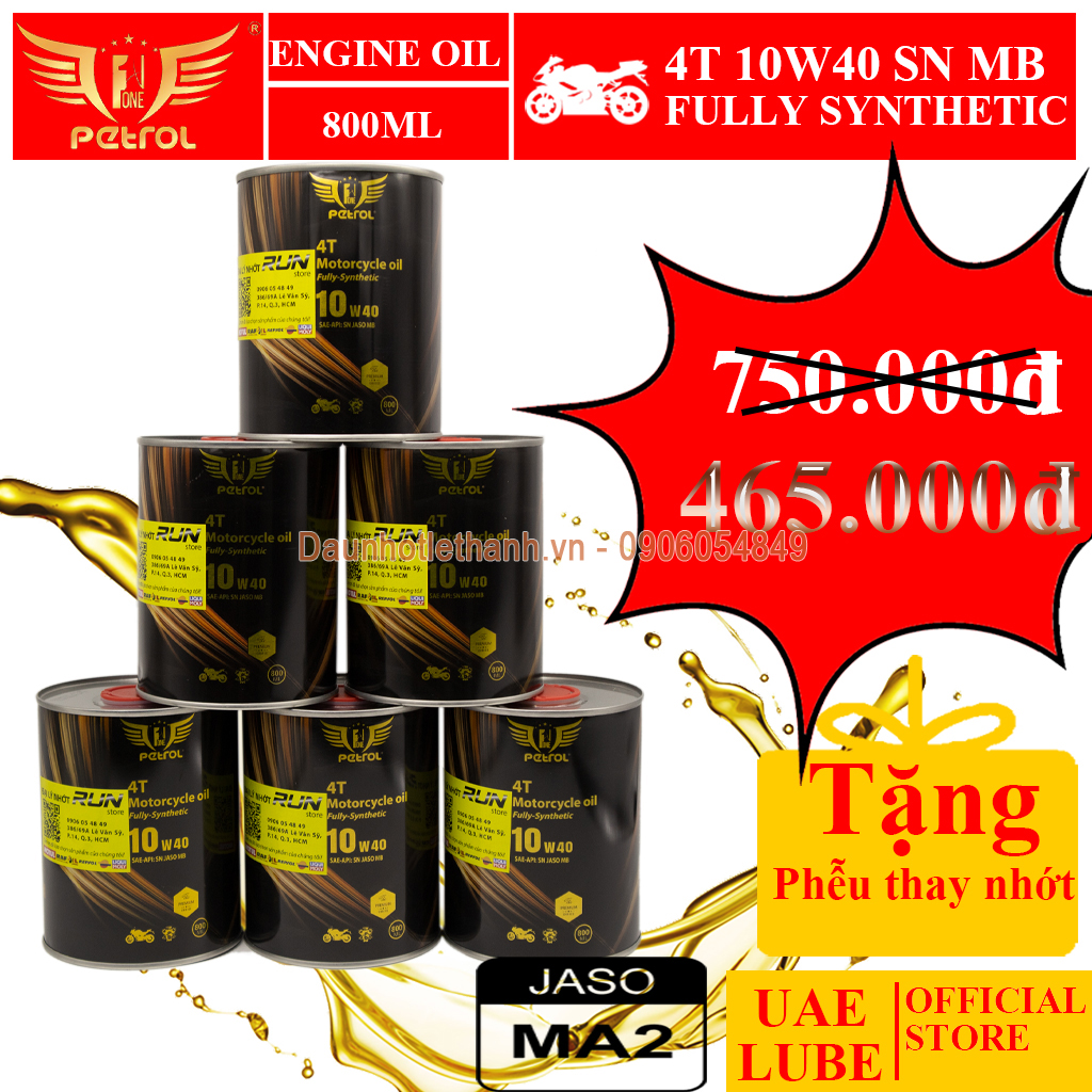 [HCM]Combo 6 lon nhớt Petrol One 10W30 800ml JASO MB - Nhớt Tổng Hợp Giá Rẻ - Hàng Nhập Khẩu UAE - PETROL ONE FULLY SYNTHETIC SAE 10W30 JASO MA2 API SN 800ML