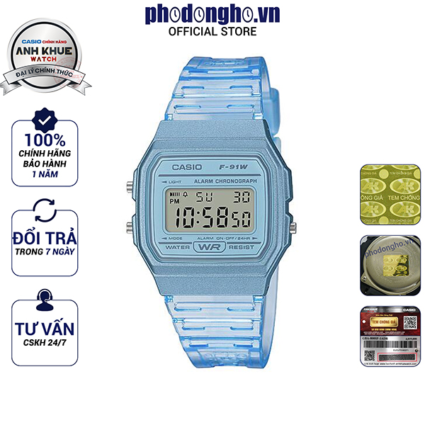 Đồng hồ unisex dây nhựa Casio Anh Khuê F-91WS-2DF