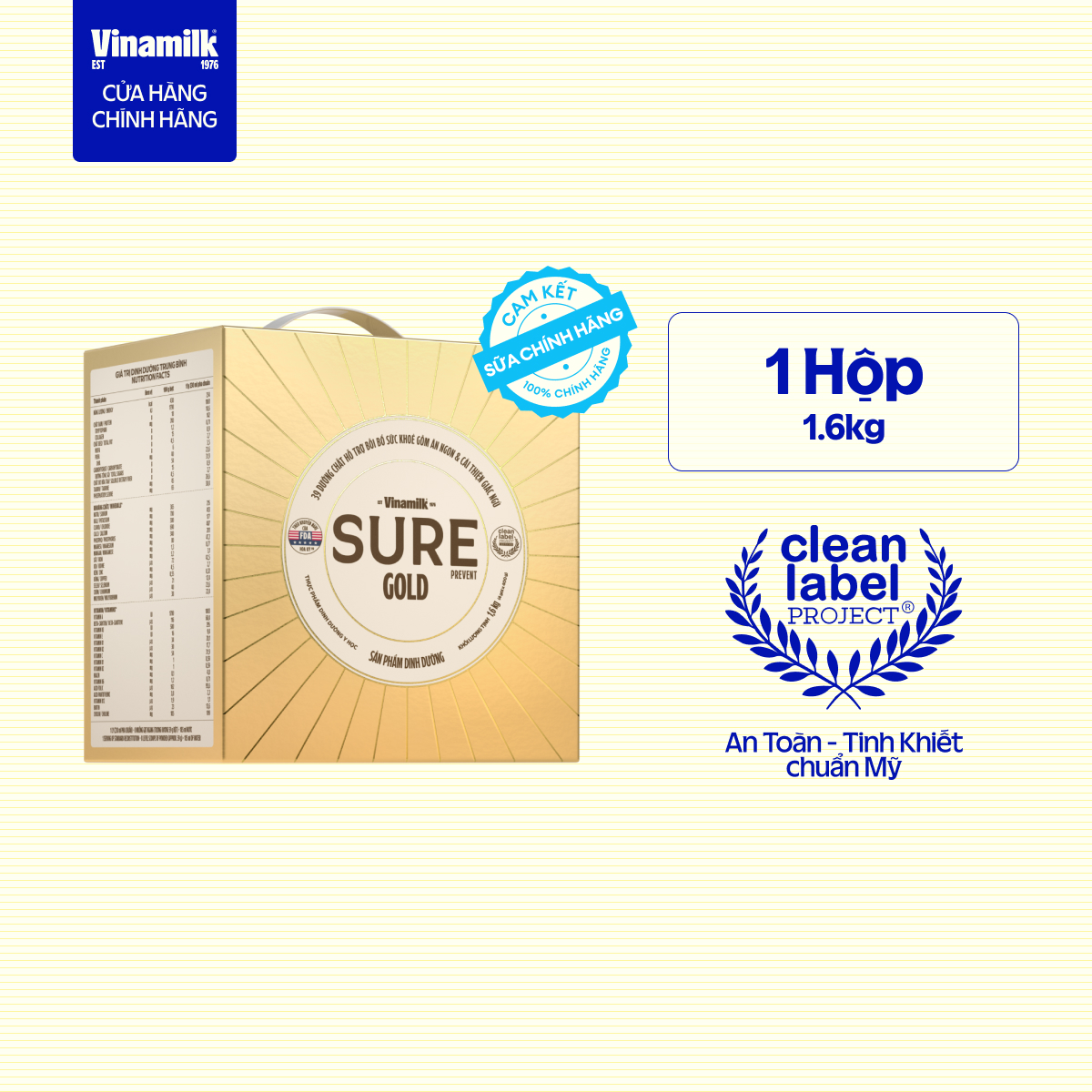    CÓ THỂ NHẬN BAO BÌ CŨ  MỚI  Sữa bột cho người lớn tuổi Vinamilk Sure Prevent 1600g  Hộp giấy  - bổ sung dinh dưỡng và tăng cường sức khỏe 
