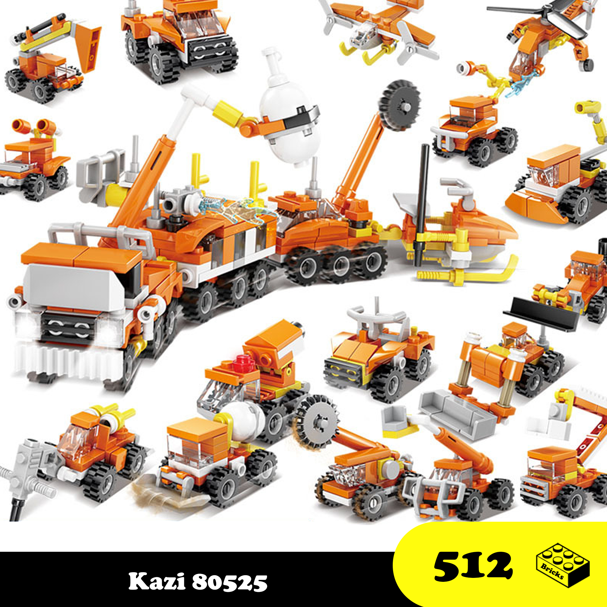 Đồ chơi lắp ráp LEGO Xe tải xây dựng 16 trong 1 - Kazi 80525 big Car 16 in 1 - 512 mảnh ghép