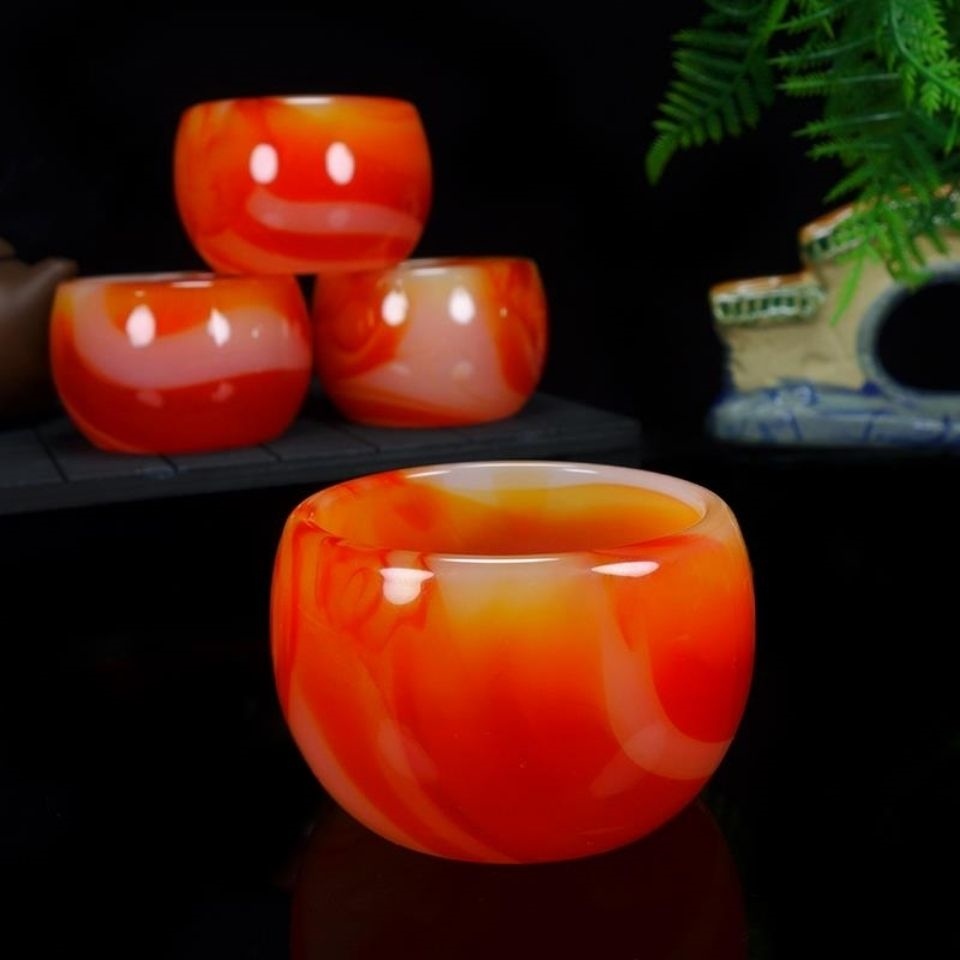 Cao cấp ngọc mã não đỏ chén trà chén rượu kung fu bộ trà sức khỏe bộ ấm chén trà cao cấp bộ cốc chủ duy nhất