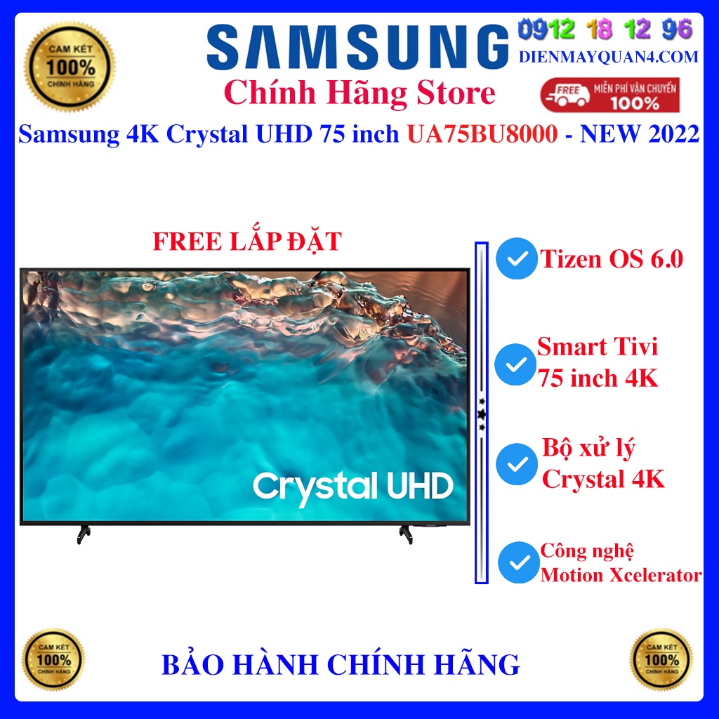 Smart tivi samsung 4k 75 inch ua75bu8000