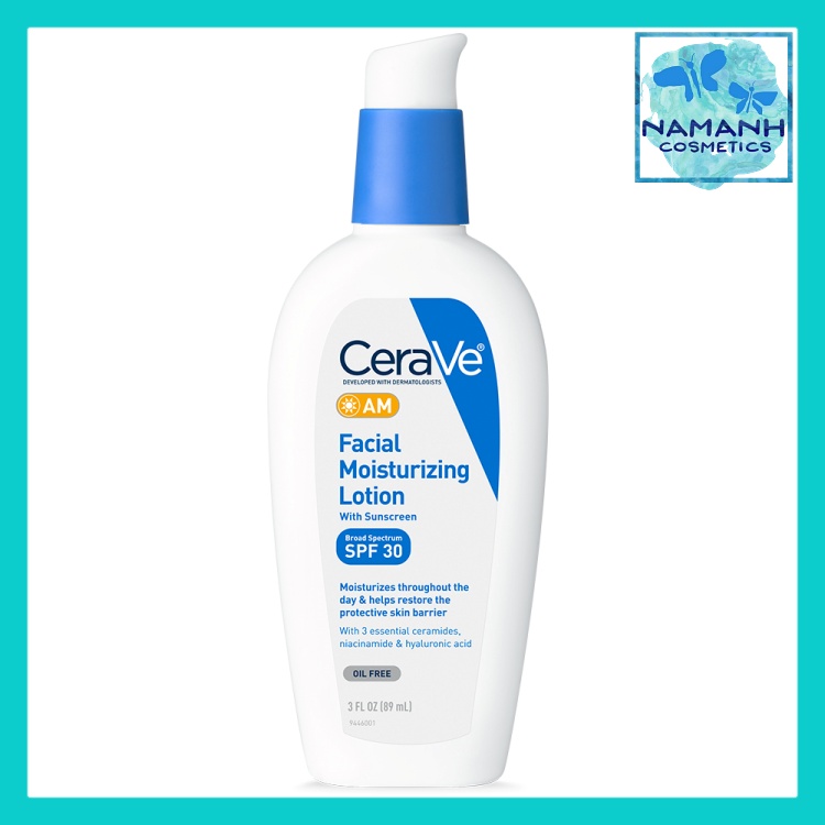 Kem dưỡng ẩm cả ngày CeraVe Facial Moisturizing Lotion AM SPF 30 với ceramides, niacinamide và hyaluronic acid 89ml