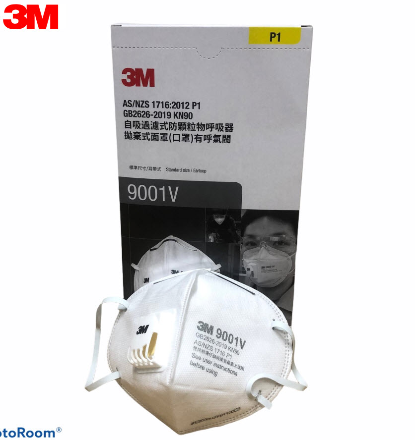 Khẩu trang 9001V 3M, có van thở, lọc bụi tối thiểu 80%, bảo vệ hô hấp