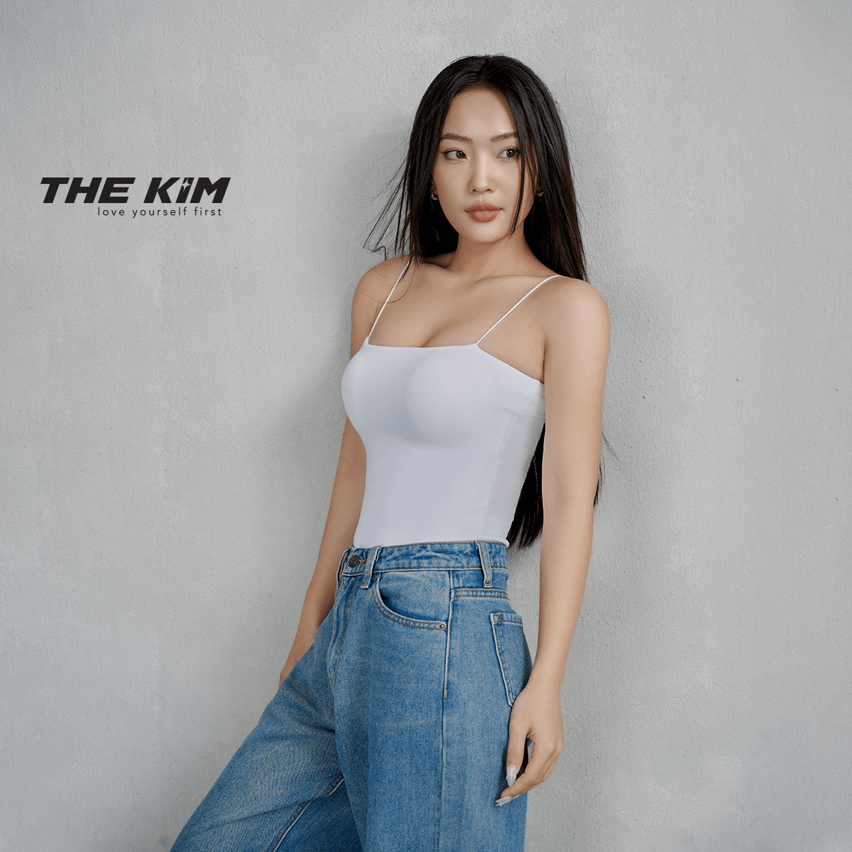 THE KIM A106 Áo hai dây ngang ngực sơ vin được cotton 2 lớp, thun ống dây sợi bún ôm body