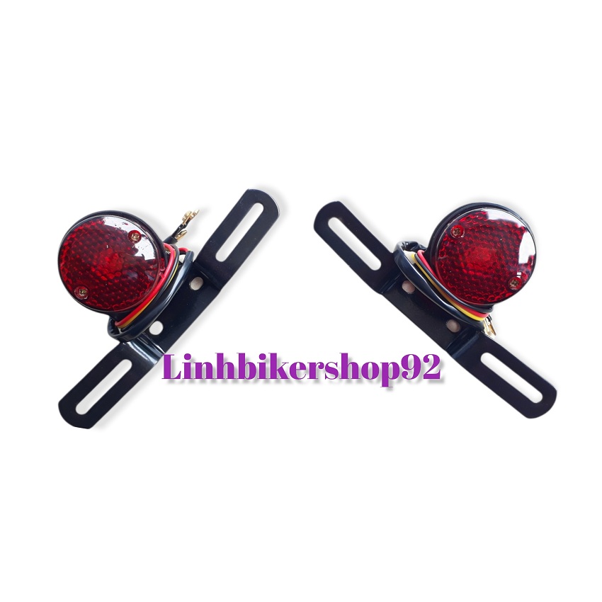 Đèn hậu tổ ong có pad biển số độ classic bằng sắt sơn tĩnh điện, thích hợp độ Cafe Racer Tracker Win 67 Dream Cub và các loại xe