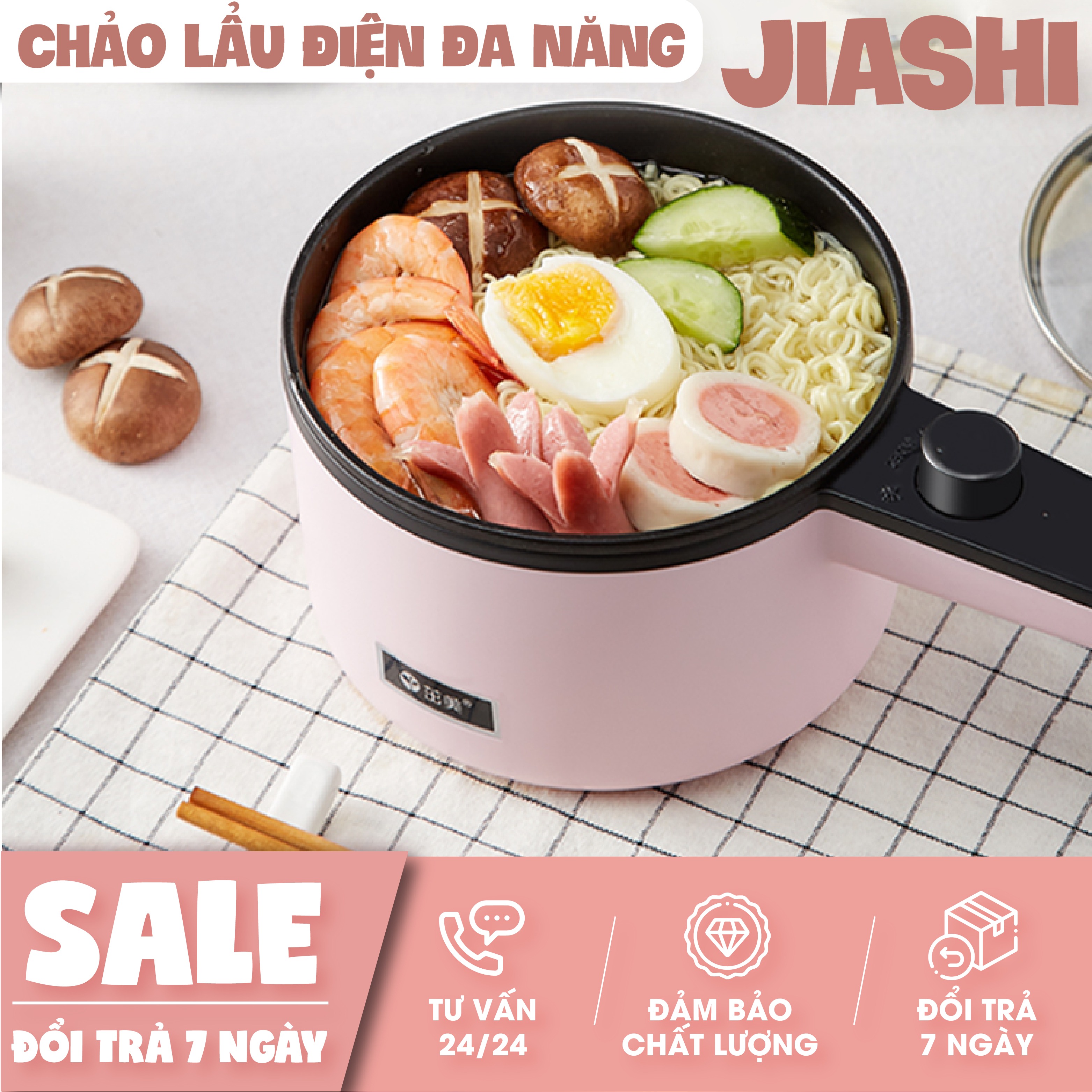 Nồi lẩu điện đa năng - Nồi lẩu mini - Nồi Lẩu Điện Mini Đa Năng Cao Cấp JIASHI - Dung tích 1,2L - Ca mì siêu tốc, Ca nấu mì - Giao màu ngẫu nhiên
