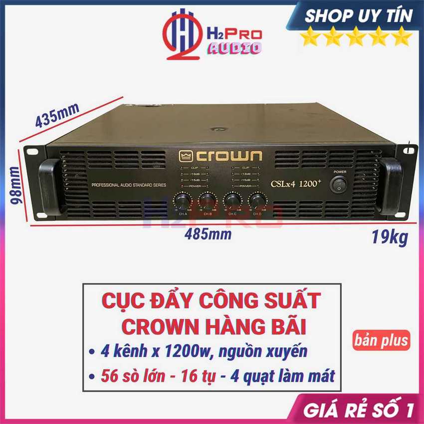 Cục Đẩy Công Suất 4 Kênh Crown 4x1200W Plus Bãi Xịn 56 Sò - 16 Tụ - Nguồn Xuyến, 1 Kênh Kéo Khỏe 2 Full 30 - H2Pro Audio