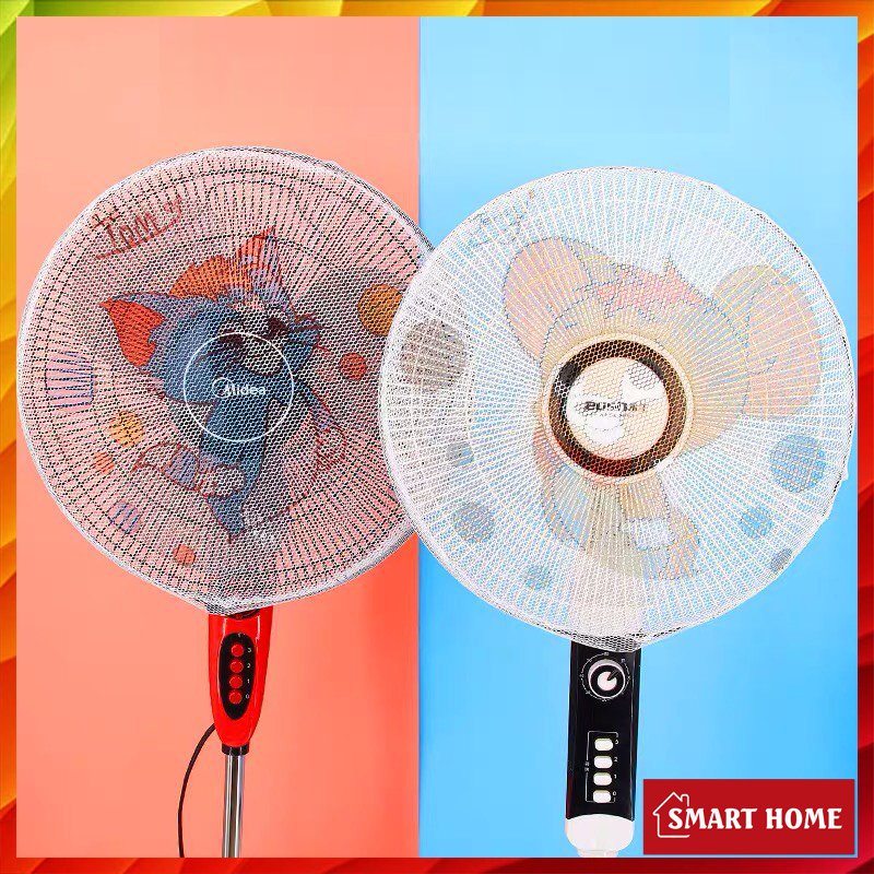 T3B1 Lưới vải bọc quạt giữ an toàn cho bé in hình thú bảo vệ quạt và an toàn cho bé