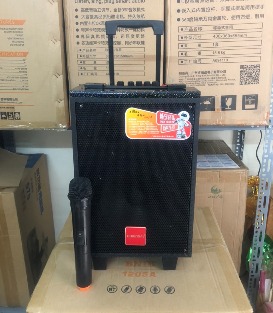 Loa kẹo kéo karaoke, loa karaoke di động, loa kéo mini thùng gỗ, tặng kèm 1 micro không dây hát cực hay giá rẻ