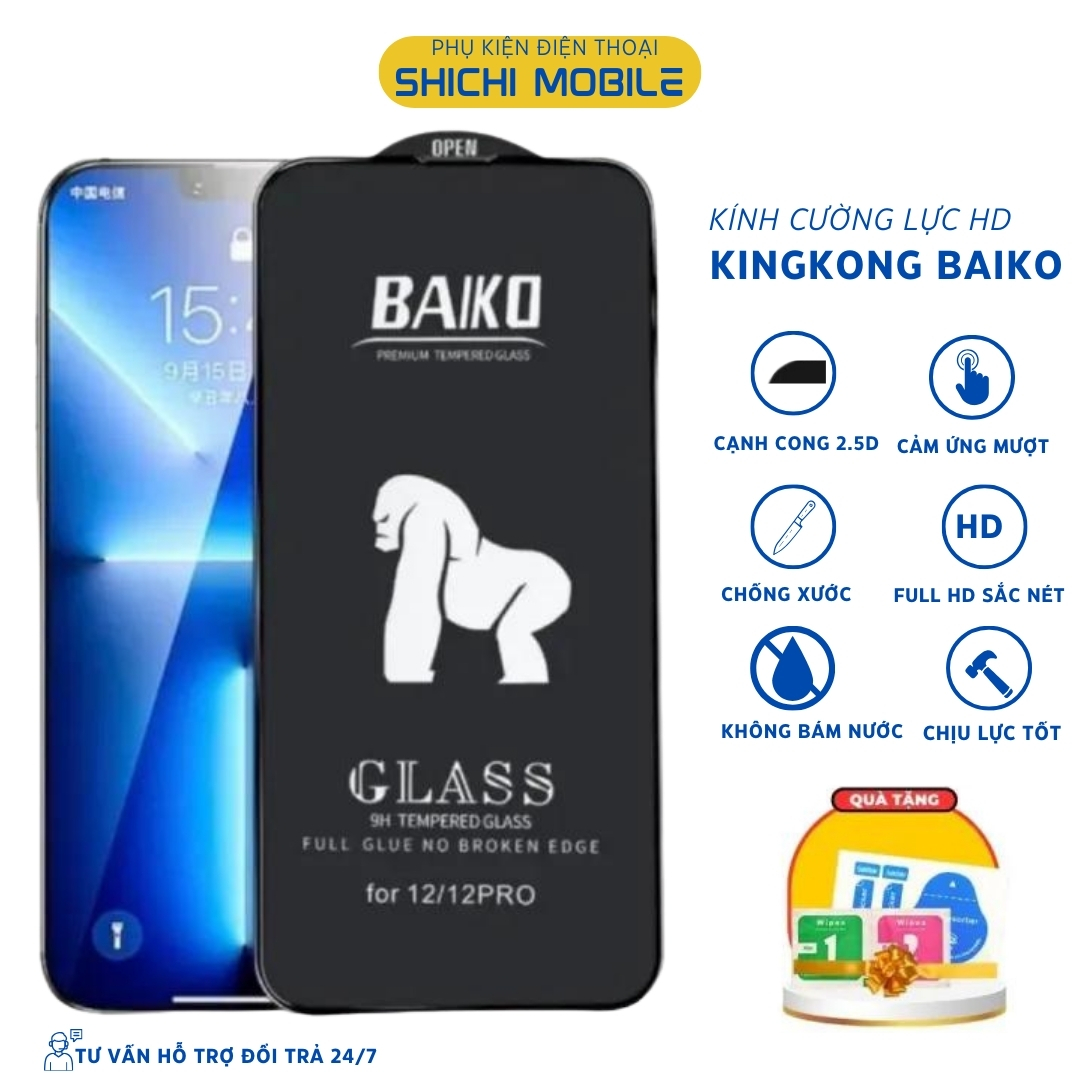 Kính Cường lực, cường lực Iphone, KingKong Baiko Full Màn Hình, cho iphone shichimobile