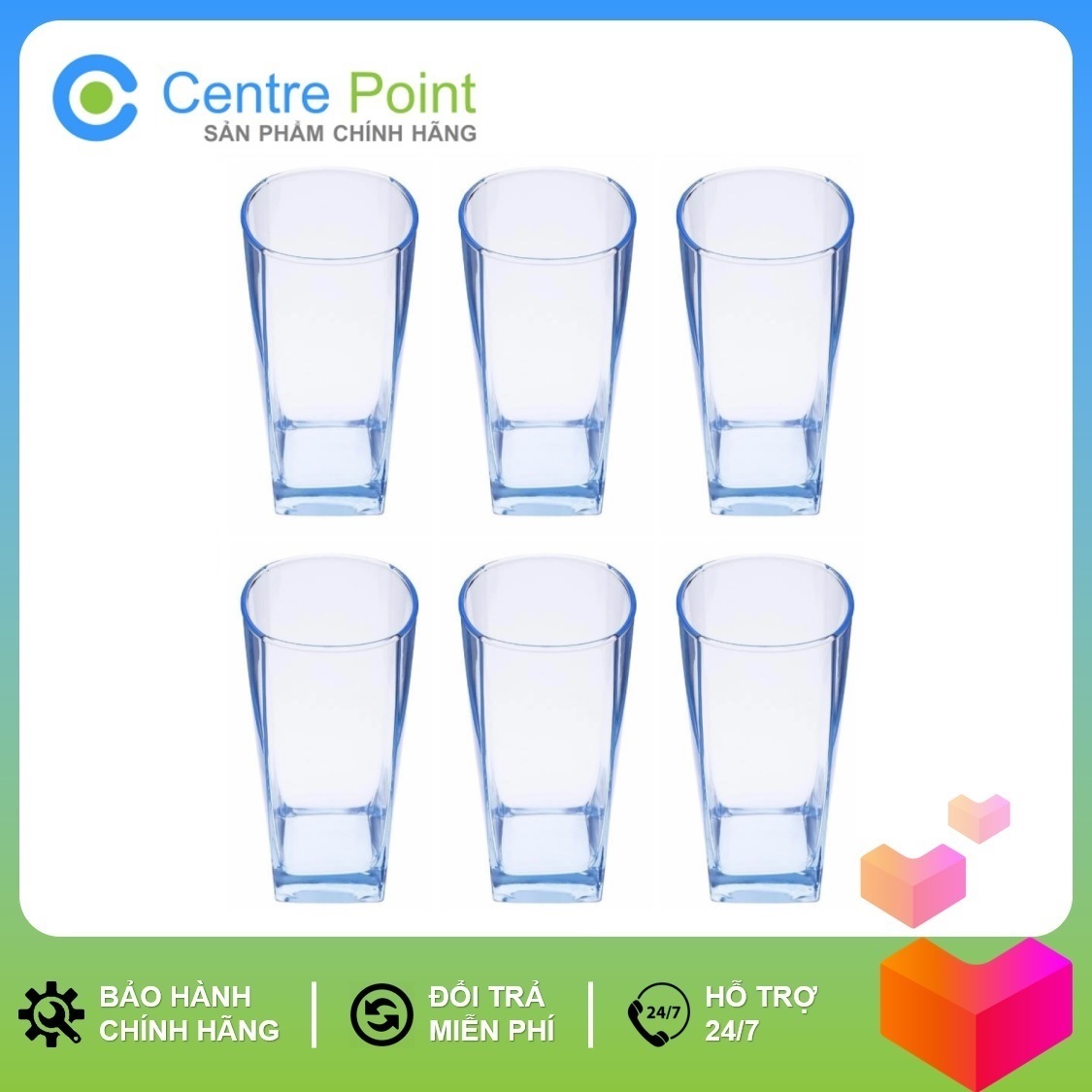 Combo 6 ly thủy tinh cao cấp Luminarc Blue Leaf FH30 300ml