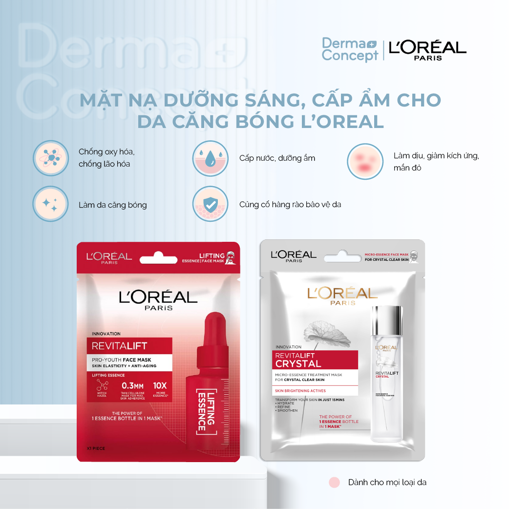 Mặt nạ dưỡng sáng, cấp ẩm cho da căng bóng L’Oreal