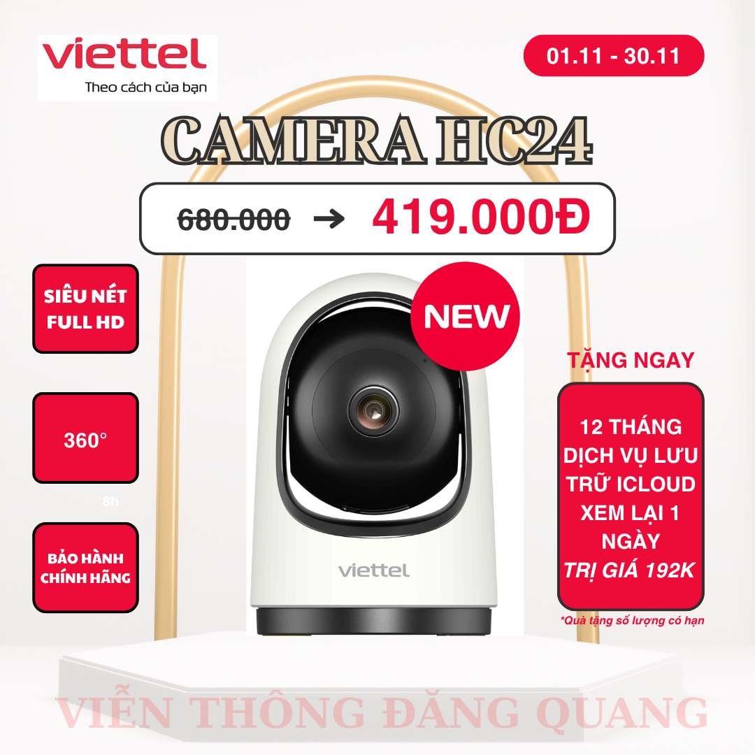  Camera Viettel trong nhà HC24 Công nghệ AI mới nhất 2025 vượt trội hàng chính hãng giá siêu Rẽ 