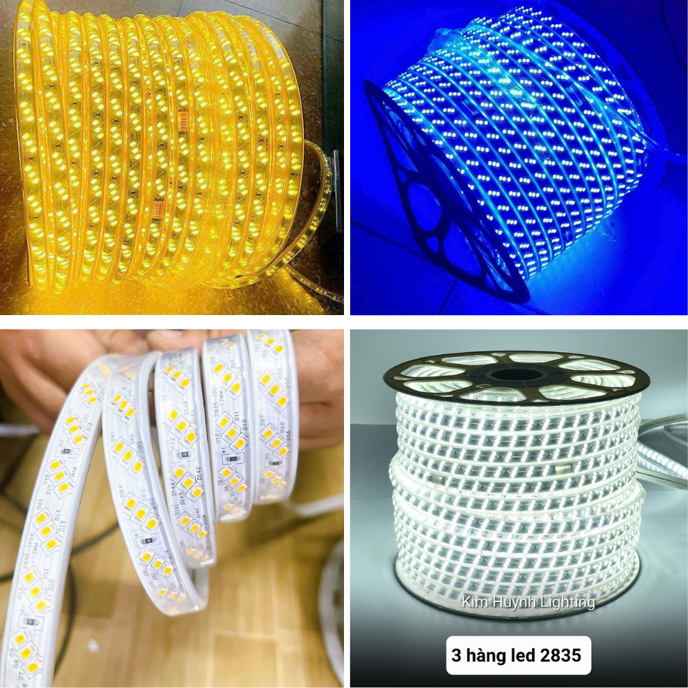 Dây led hắt trần thạch cao 3 hàng,led dây cao cấp,trang trí,led dây 3 mắt chéo ip66 chống nước