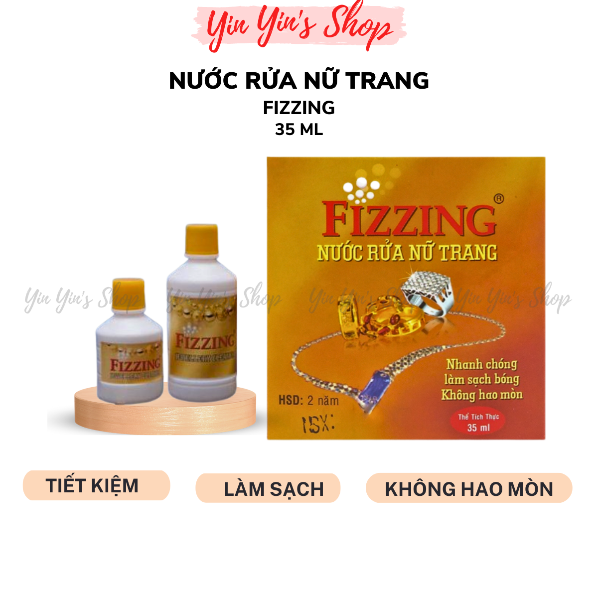 Nước Rửa Nữ Trang Nước Rửa Trang Sức Vàng Bạc Fizzing Dung Tích 35Ml Làm Sạch Và Làm Sáng Vàng Bạc Hoàn Toàn Không Gây Hao Mòn