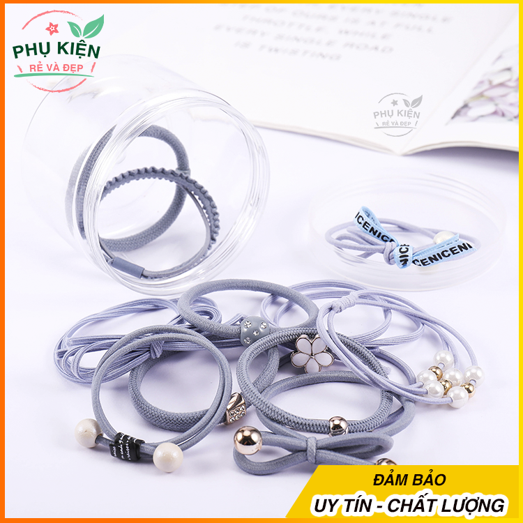 Hộp 12 dây cột tóc Hàn Quốc đẹp trẻ trung