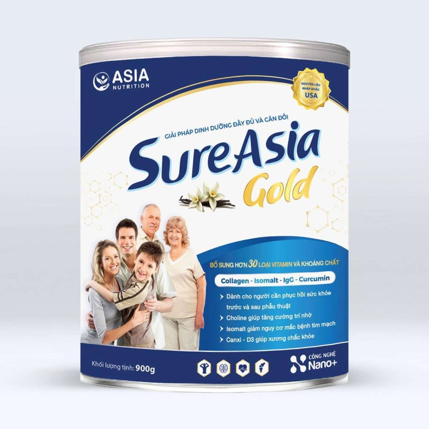 Sữa Sure Asia Gold Ensure 900g chính hãng nguyên liệu nhập khẩu từ Hoa Kỳ