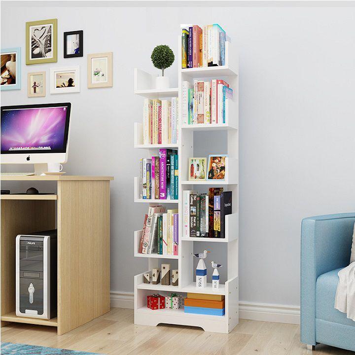 (Voucher 50K) giá sách gỗ - giá sách gỗ, thiết kế, hình cây cao 11 tầng (KT 160x47x20 cm)