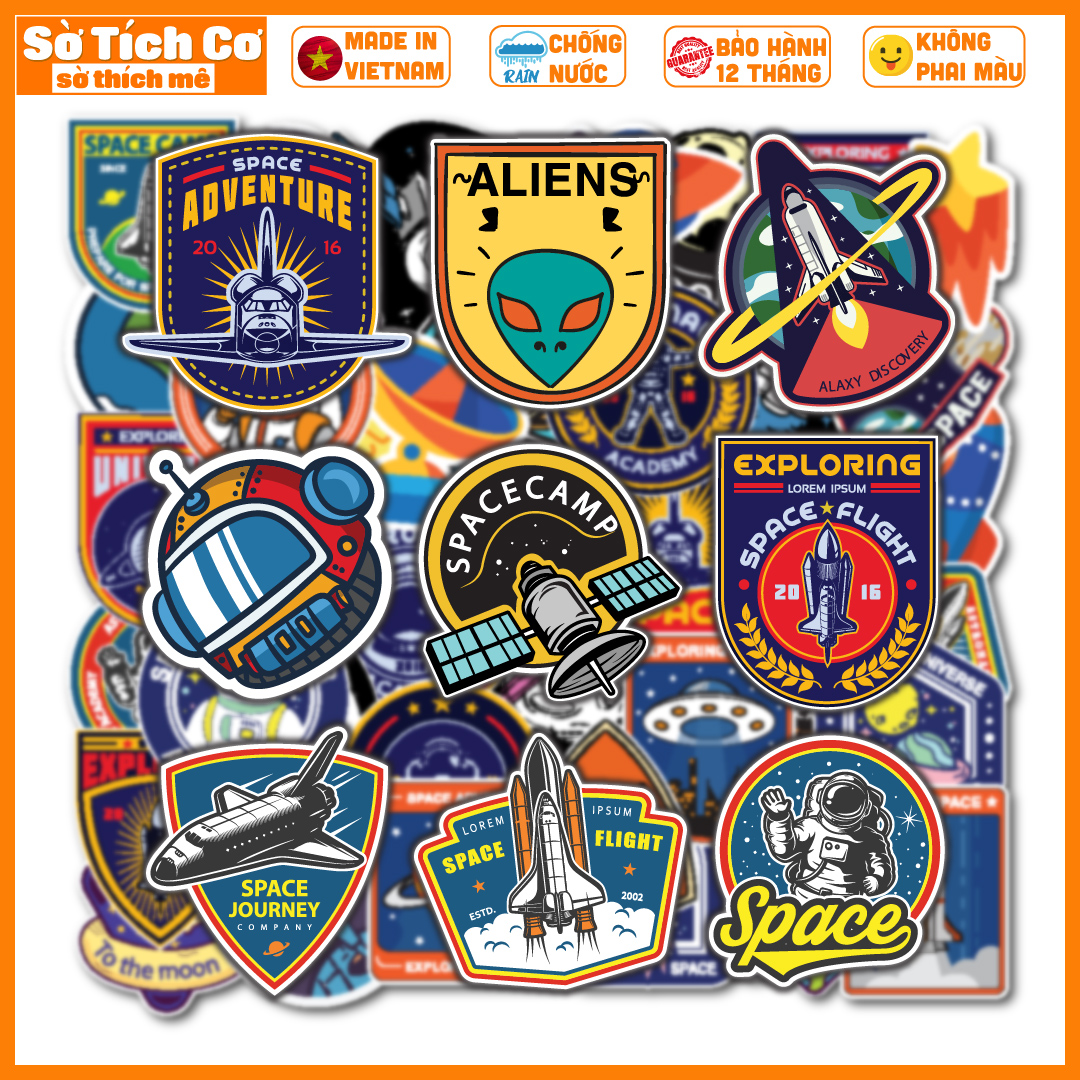 Bộ 50 Sticker Galaxy dán điện thoại laptop nón bảo hiểm guitar vali MSP: G08