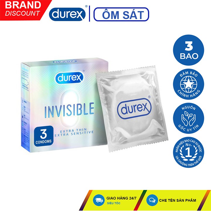 Bao cao su durex invisible , bcs durex siêu mỏng cho cảm giác chân thật
