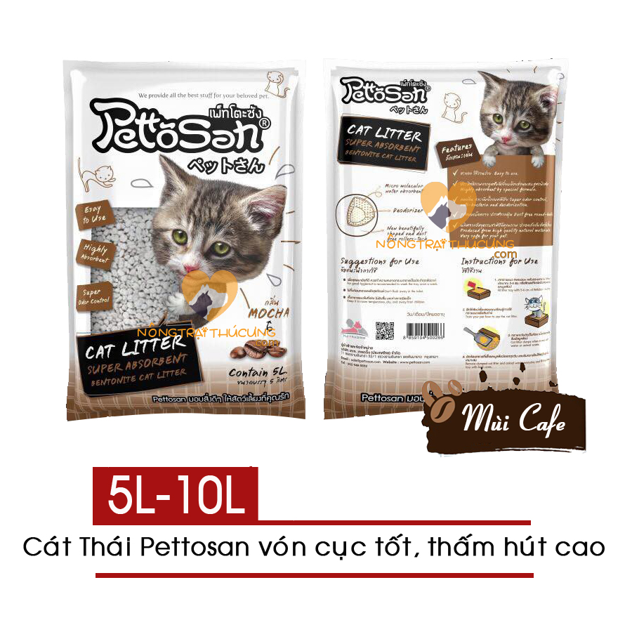 Cát vệ sinh cho mèo pettosan 10l - vón cục tốt, thấm hút cao -
