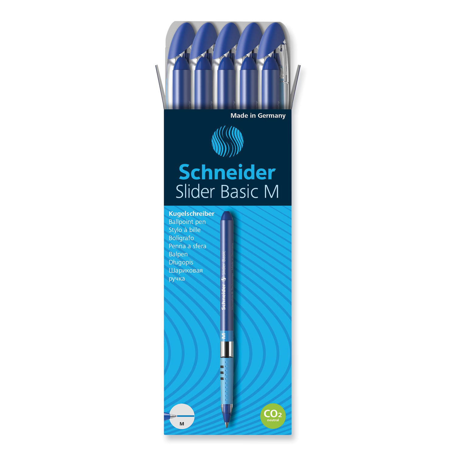 1 hộp 10 siêu phẩm bút bi đức màu xanh ngòi cực êm, nét mỏng/ vừa/ đậm schneider slider basic f 0.7mm/ m 1.0mm/ xb 1.4mm