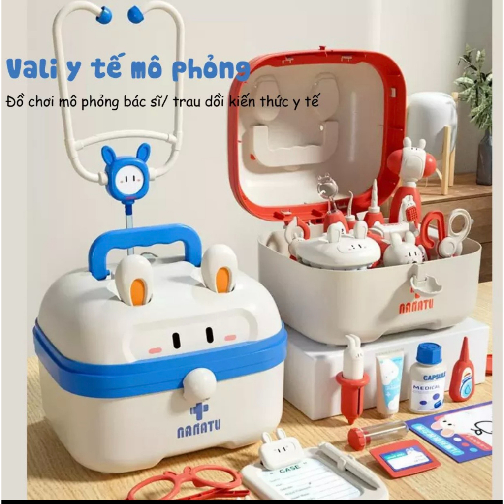 Đồ chơi bác sĩ thỏ vali y tế cho bé 32 chi tiết, đồ chơi nhập vai