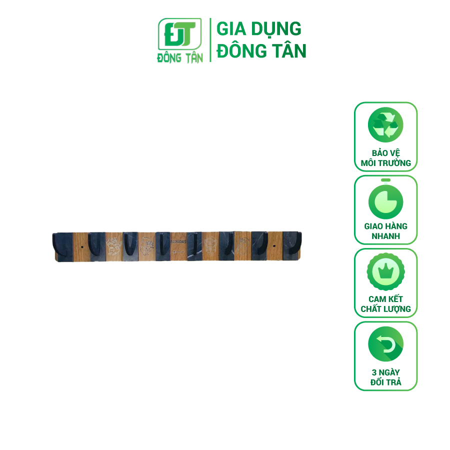 [HCM]Thanh Móc Đồ Treo Tường Bằng Gỗ ĐÔNG TÂN Có 8 Móc Khắc Hoa Văn