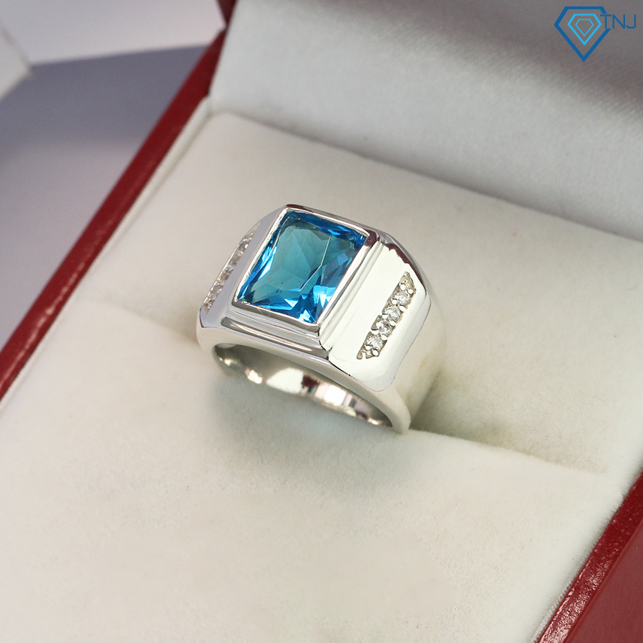 Tặng quà sinh nhật cho nam ý nghĩa - Nhẫn nam bạc thật mặt đá xanh dương cá tính NNA0047 - Trang Sức TNJ