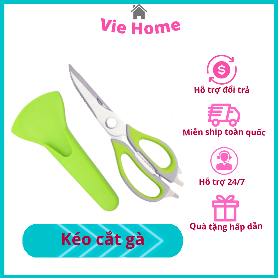 Kéo Cắt Đa Năng 6 in 1 Siêu Tiện Lợi Loại 1 Kéo Cắt Thịt Gà Cắt Vây Cá Làm Bếp đa năng - Vie Home