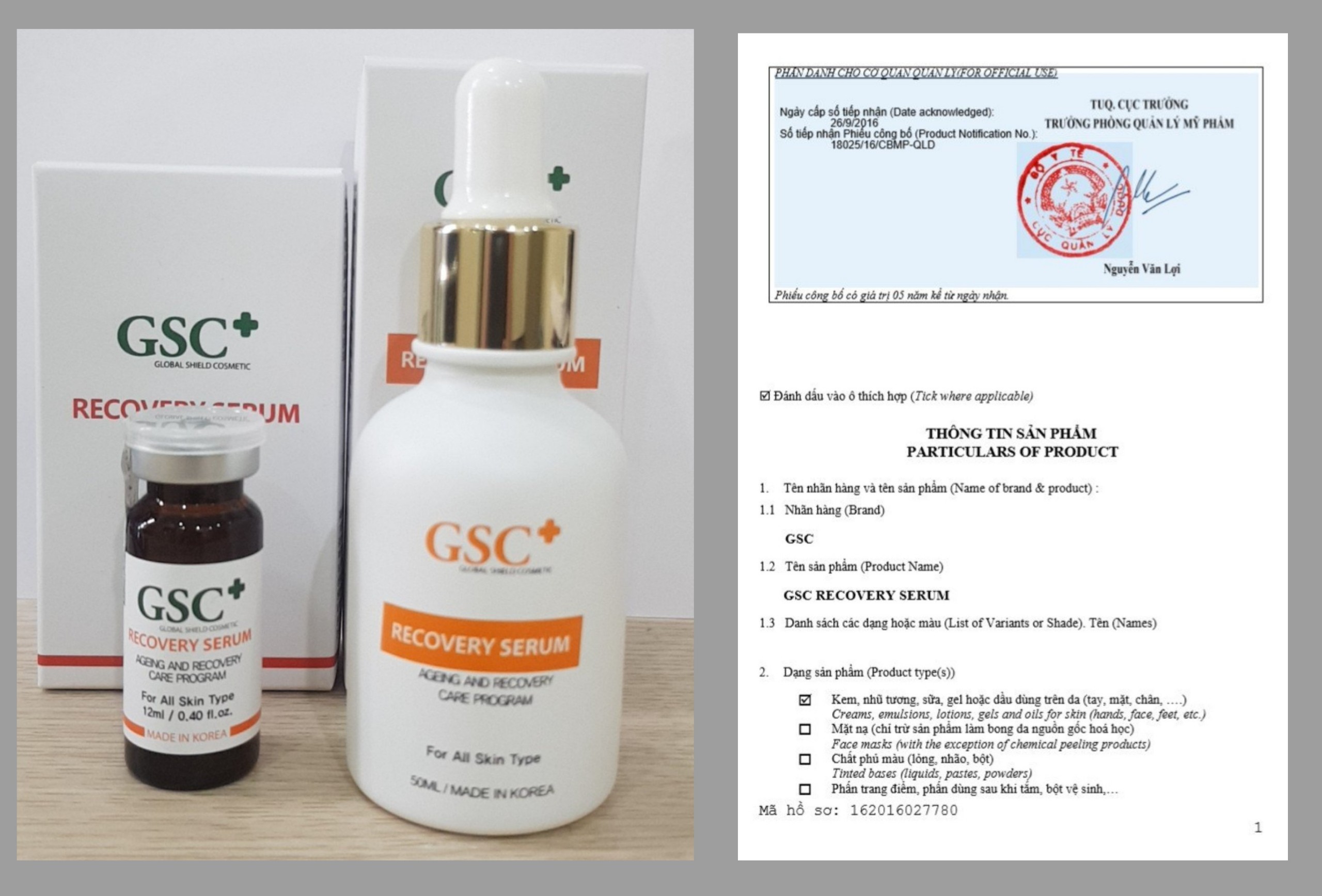 [Chính hãng] Tinh chất phục hồi tái tạo da (GSC+ RECOVERY SERUM)