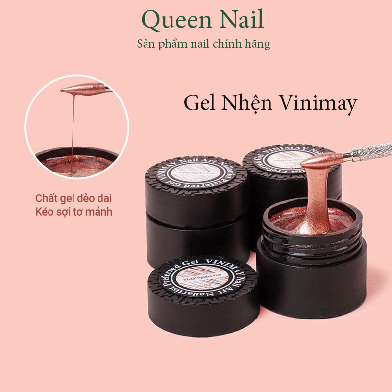 Gel nhện Vinimay - gel mạng nhện trang trí móng vinimay chính hãng, Màu nhũ đen, màu nhũ Trắng
