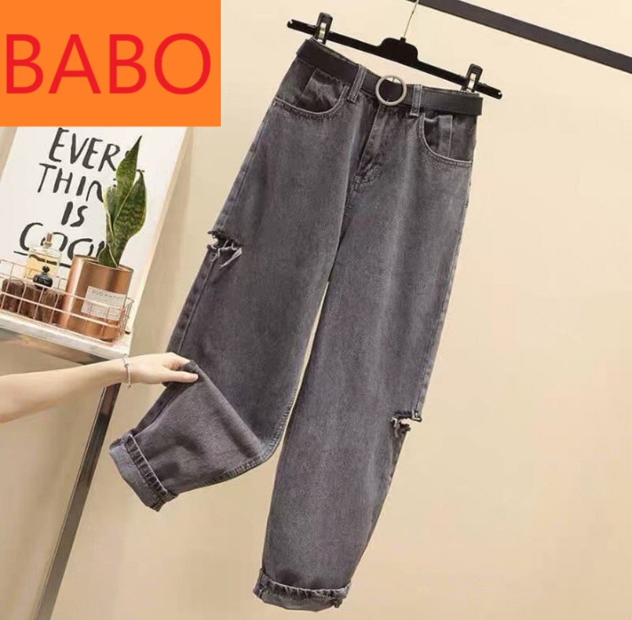 QUẦN JEAN NỮ LƯNG CAO KIỂU QUẦN BAGGY JEAN NỮ MÀU XÁM RÁCH 2 BE LỆCH CỰC XỊN SÒ VẢI DÀY MÀU ĐẸP RẤT PHONG CÁCH
