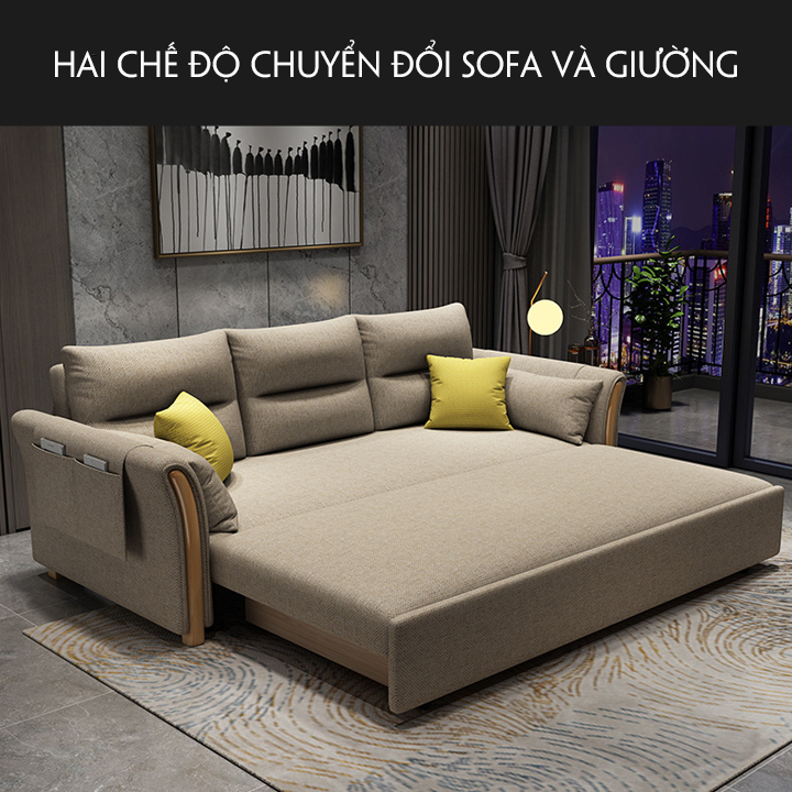 Giường sofa đa năng thu gọn thành ghế sang trọng, giường sofa đệm bọt biển cao cấp đàn hồi cao  -M026