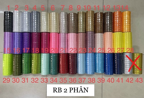 Ruy băng lụa trơn 2 cm/cuộn