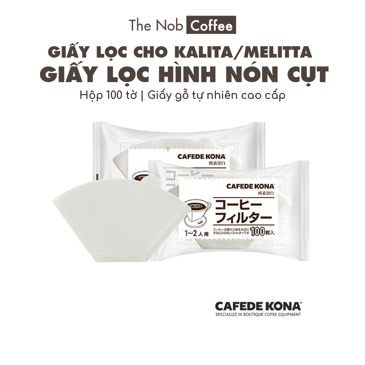 Bịch 100 tờ giấy lọc cà phê hình quạt cho phễu Kalita & máy pha tự động