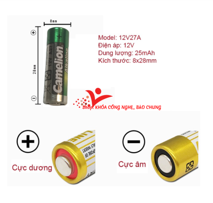 Pin điều khiển cửa cuốn, chuông cửa không dây 27a12v camelion
