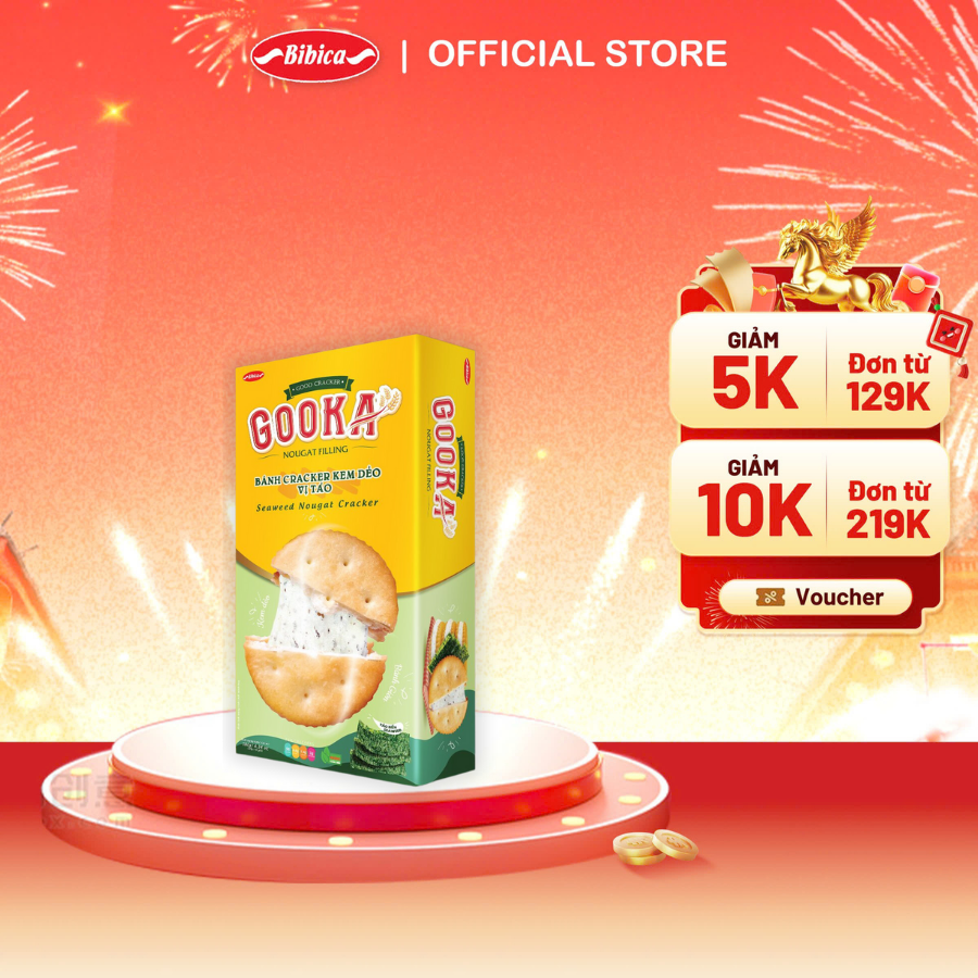 Bánh Gooka Cracker Nougat Filling Vị Tảo Biển Bibica