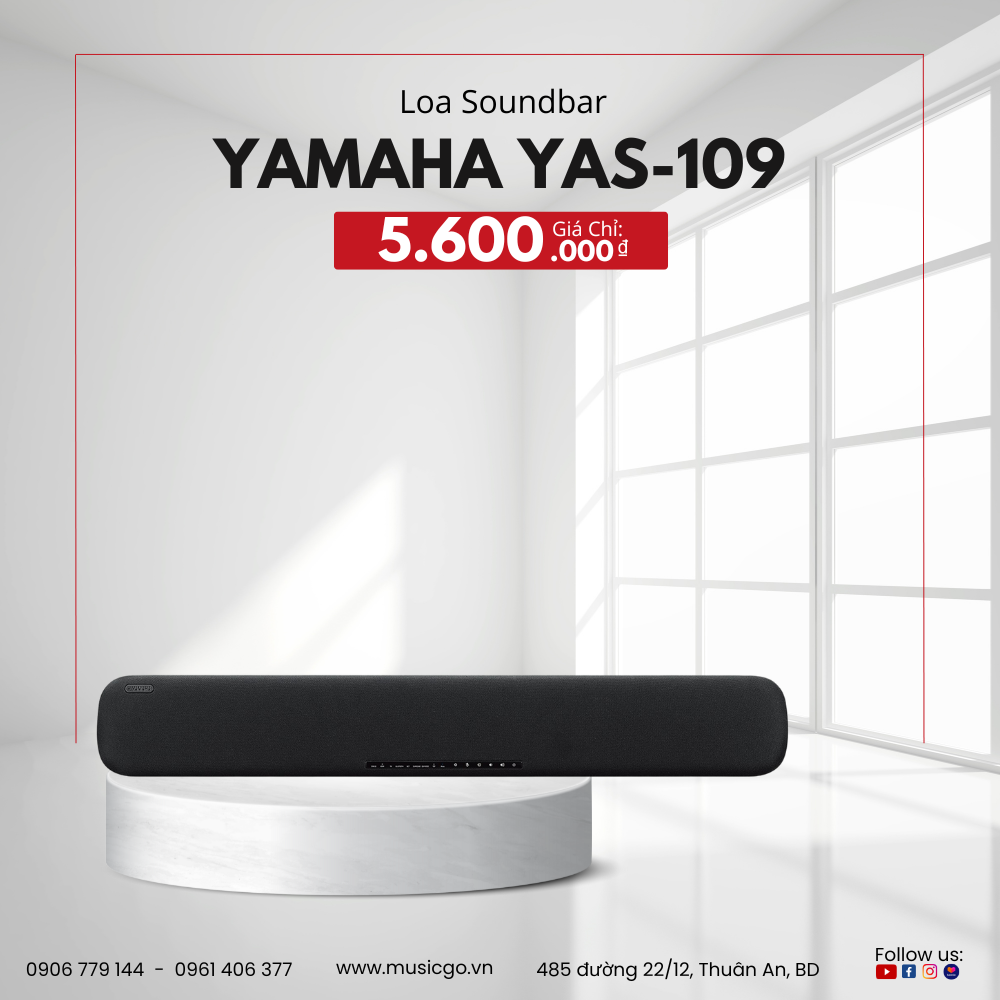 Loa soundbar yamaha yas-109 | công nghệ dts virtual:x | công suất 120w | bluetooth 5.0 | hdmi, optical