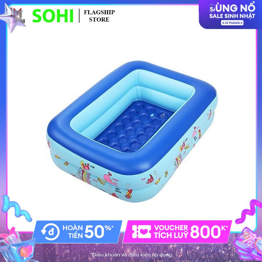 Bể bơi phao 3 tầng dài 1,5m hình chữ nhật tắm cho bé