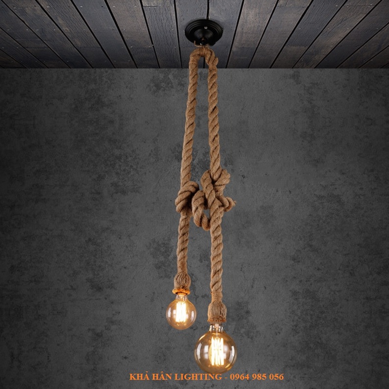 Đèn thả trang trí dây thừng đôi mỗi dây 1 mét - đèn khả hân đèn thả trang trí quán cafe, đèn thả decor